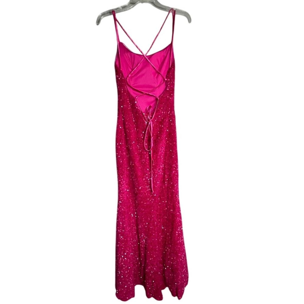 NWT Berlinnova Hot Pink Full Sequin Mermaid Prom Dress Long Formal Size 2 - Picture 8 of 14